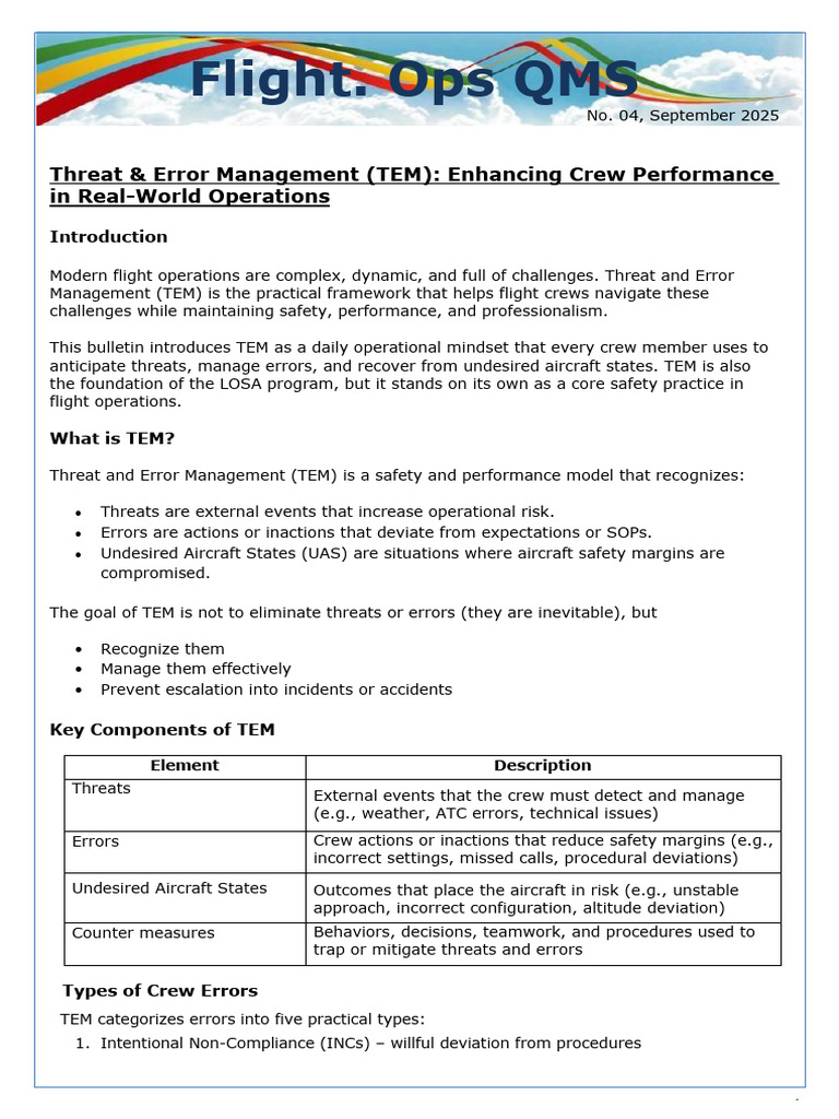 Threat & Error Management in Flight Ops | PDF | Aviation