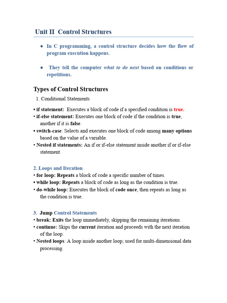 C Programming Control Structures Guide | PDF | Control Flow | Computer ...