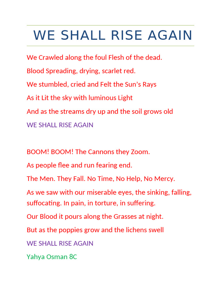 We Shall Rise Again: A Poetic Reflection | PDF