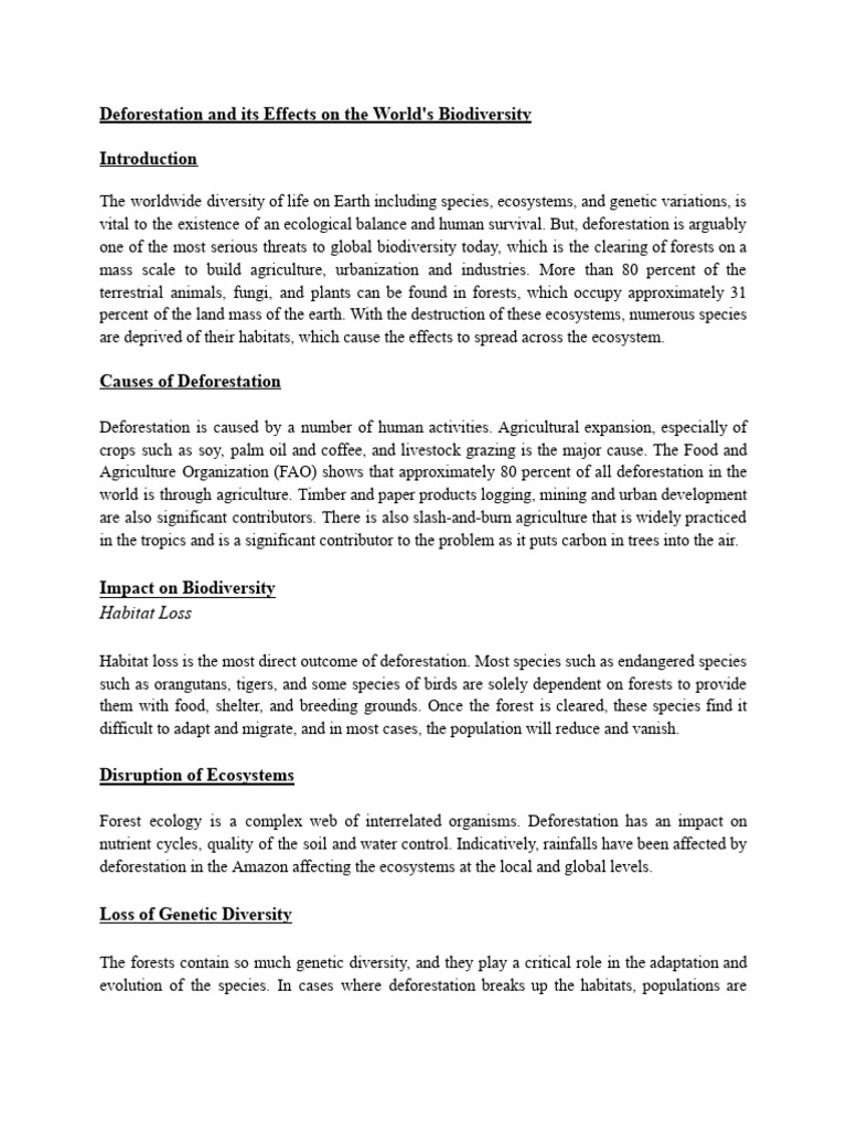 Deforestation's Impact on Biodiversity | PDF | Deforestation | Forests