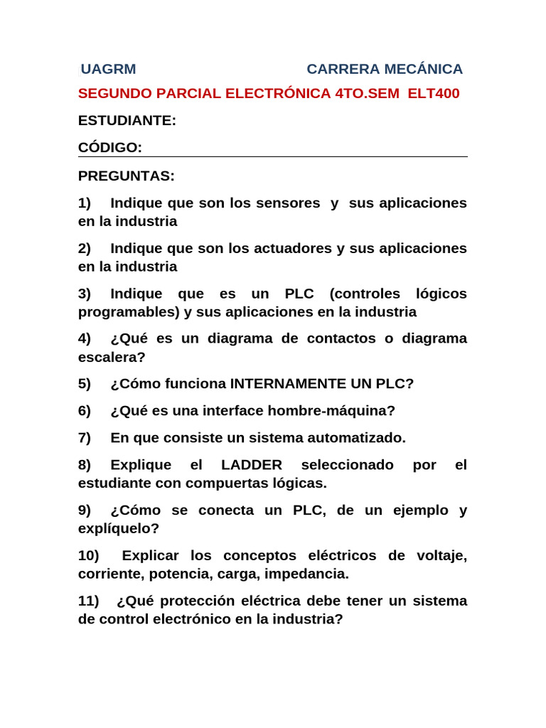 Elt400 - 2025 2do - Examen Parcial | PDF
