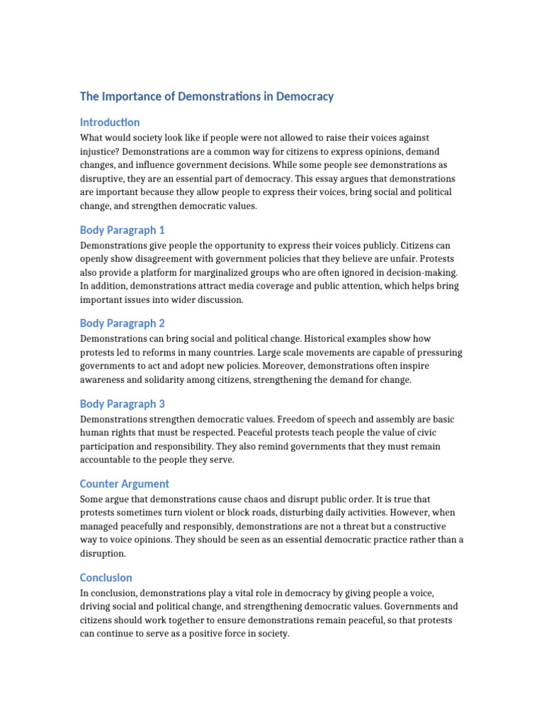 The Role of Demonstrations in Democracy | PDF
