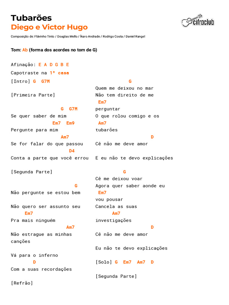 Cifra Club - Diego e Victor Hugo - Tubarões Doct | PDF | Música gravada ...