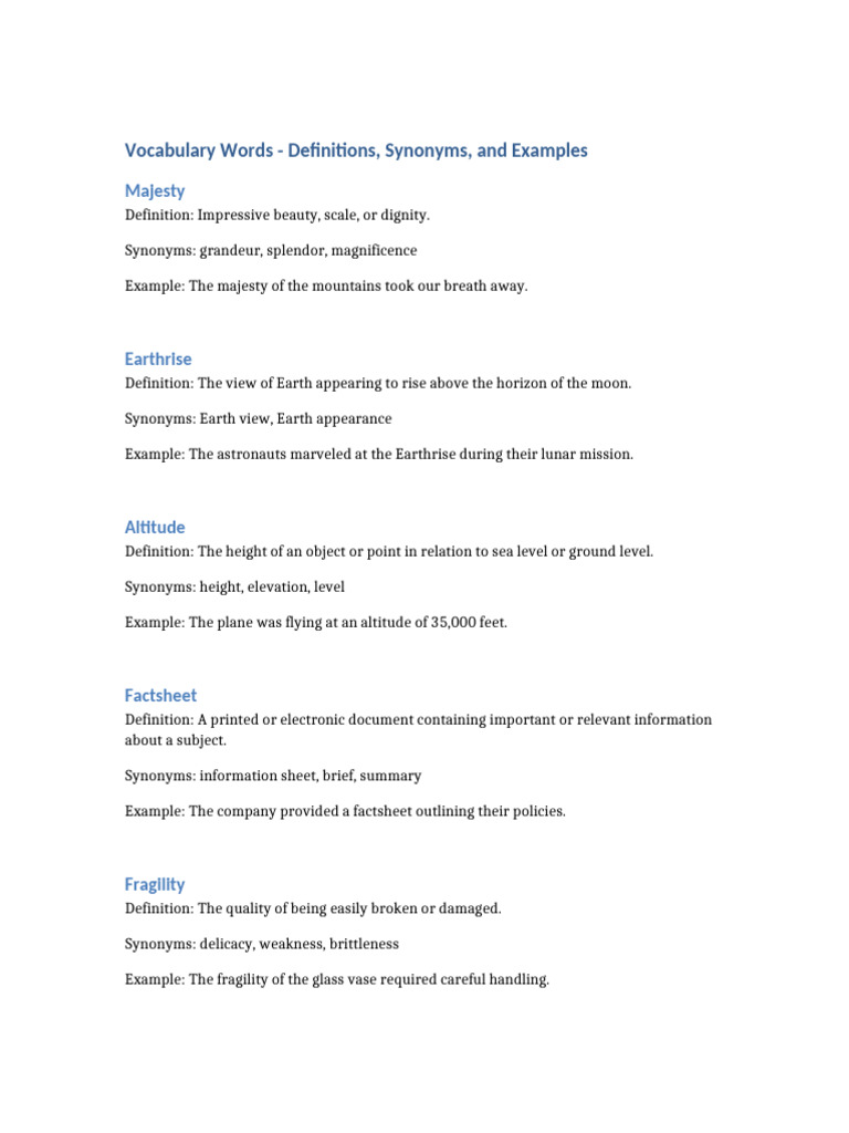 Vocabulary Words with Definitions & Examples | PDF | Logging
