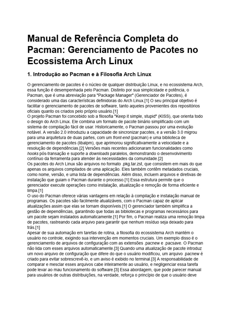 Manual do Pacman no Arch Linux | PDF | Linux | Tecnologia da Informação