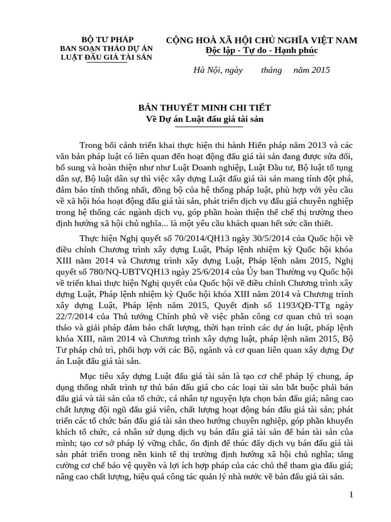 Ban Thuyet Minh Chi Tiet Luat Dau Gia San | PDF