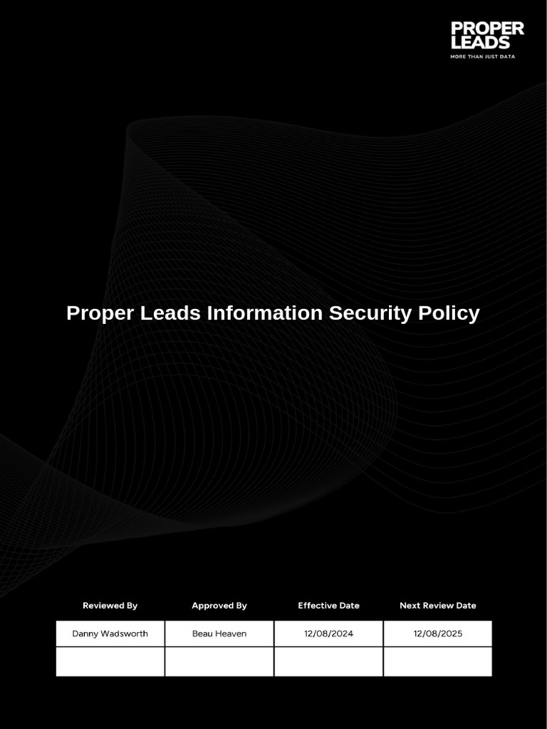 Proper Leads Information Security Policy | PDF | Security | Computer ...