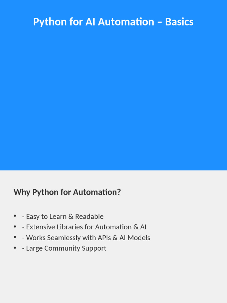 Python For AI Automation Basics Enhanced | PDF