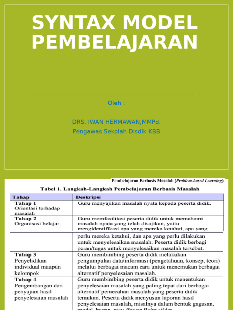 Syntax Model Pembelajaran | PDF