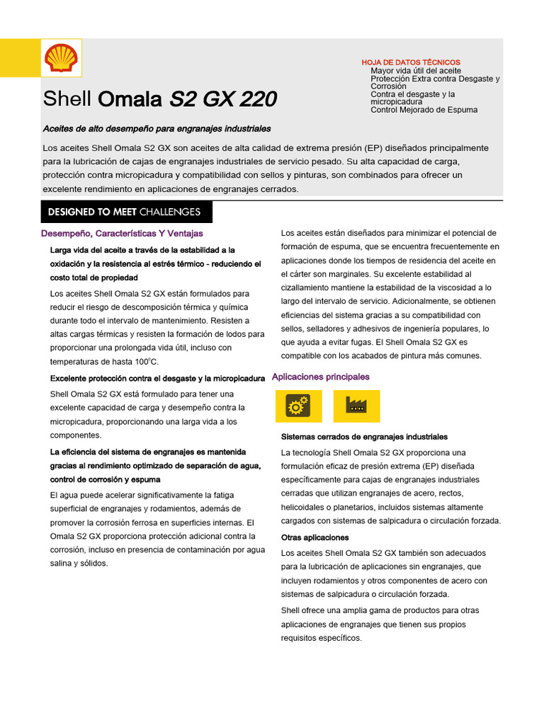 Aceite Shell Omala S2 GX 220 para Engranajes | PDF | Petróleo ...