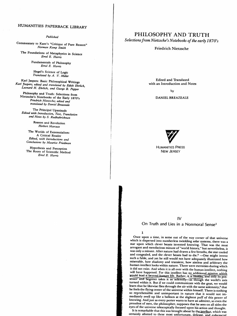 Nietzsche - Philosophy and Truth | PDF