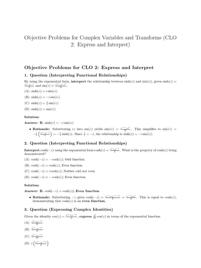 Complex Variables and Transforms Problems | PDF | Complex Analysis ...