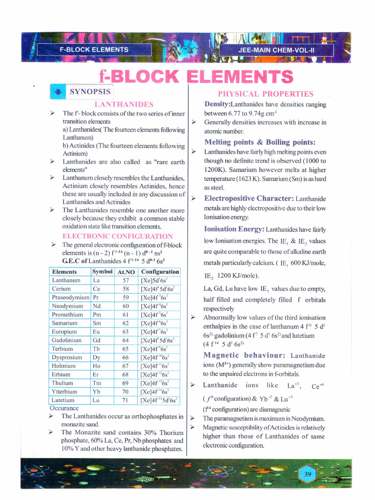 2 - F BLOCK Elements | PDF