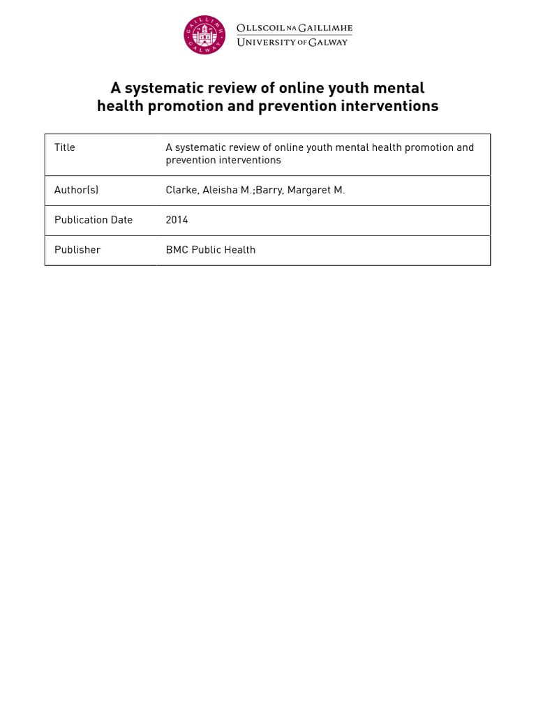 A Systematic Review of Online Youth Mental | PDF | Mental Health ...