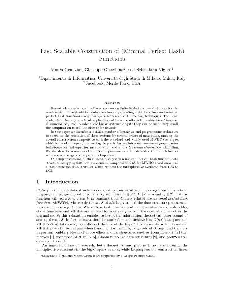 Fast Minimal Perfect Hash Functions | PDF | Matrix (Mathematics ...
