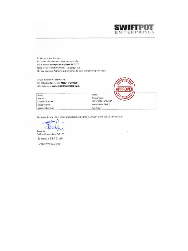 Auth Letter Stamped | PDF