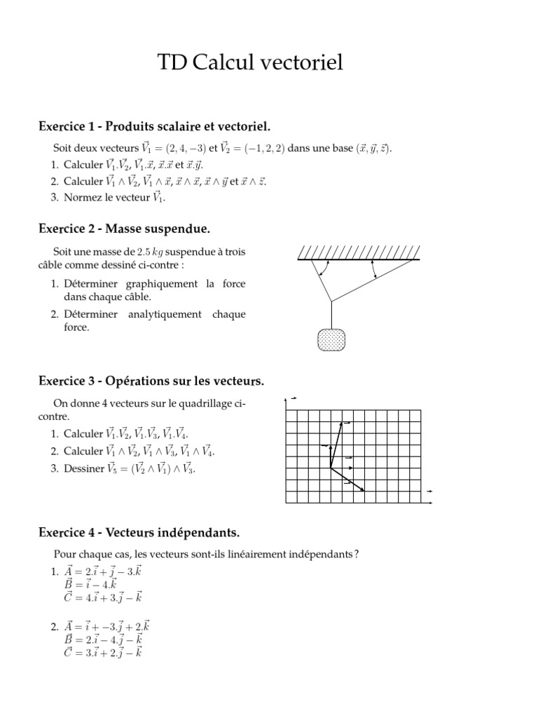 Exercices sur le produit vectoriel | PDF | Scalaire (mathématiques ...