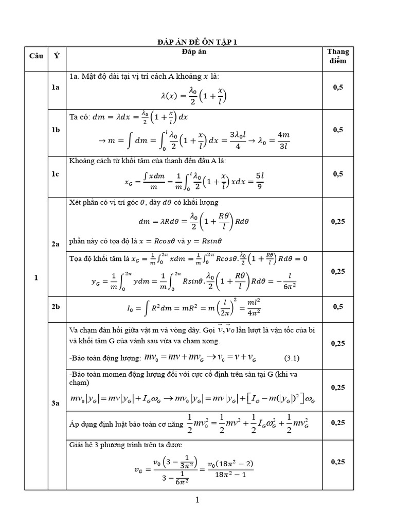 Dap An - de On Tap 1 | PDF