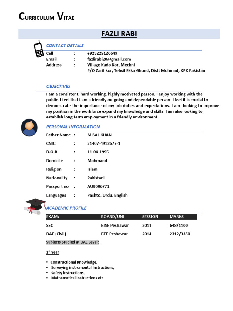 Fazli Rabi CV - Civil Engineering Focus | PDF