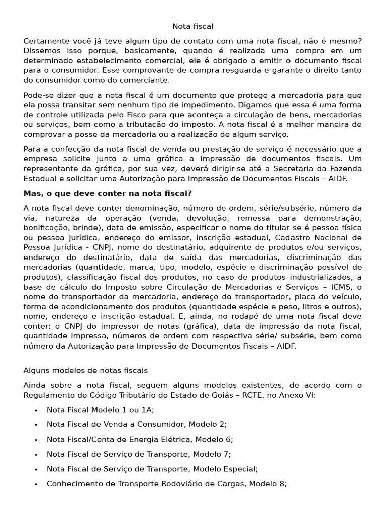 Nota Fiscal Modelo 6: Informações e Uso | PDF | Recibo | Impostos