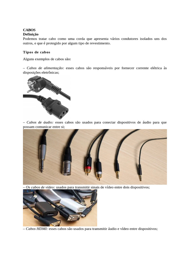 Tipos e Funções de Cabos de Rede | PDF | Rede de computadores | Fibra ótica
