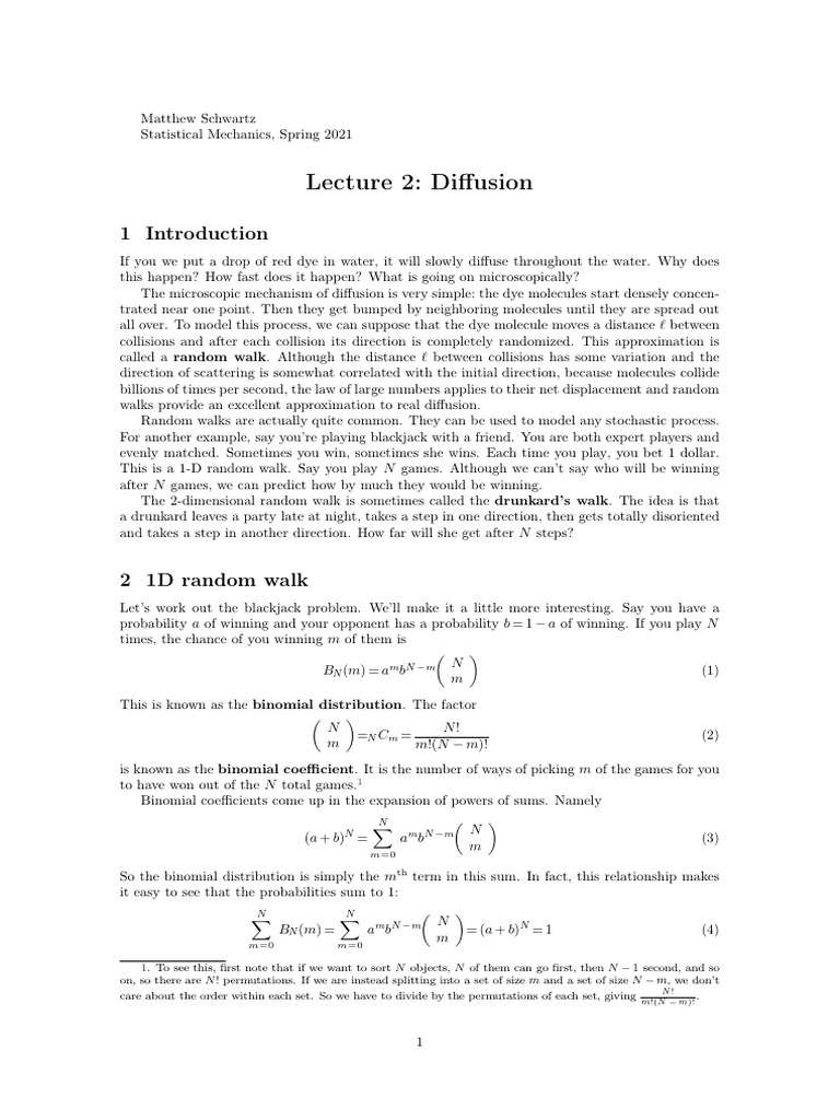 Understanding Diffusion and Random Walks | PDF | Diffusion | Brownian ...
