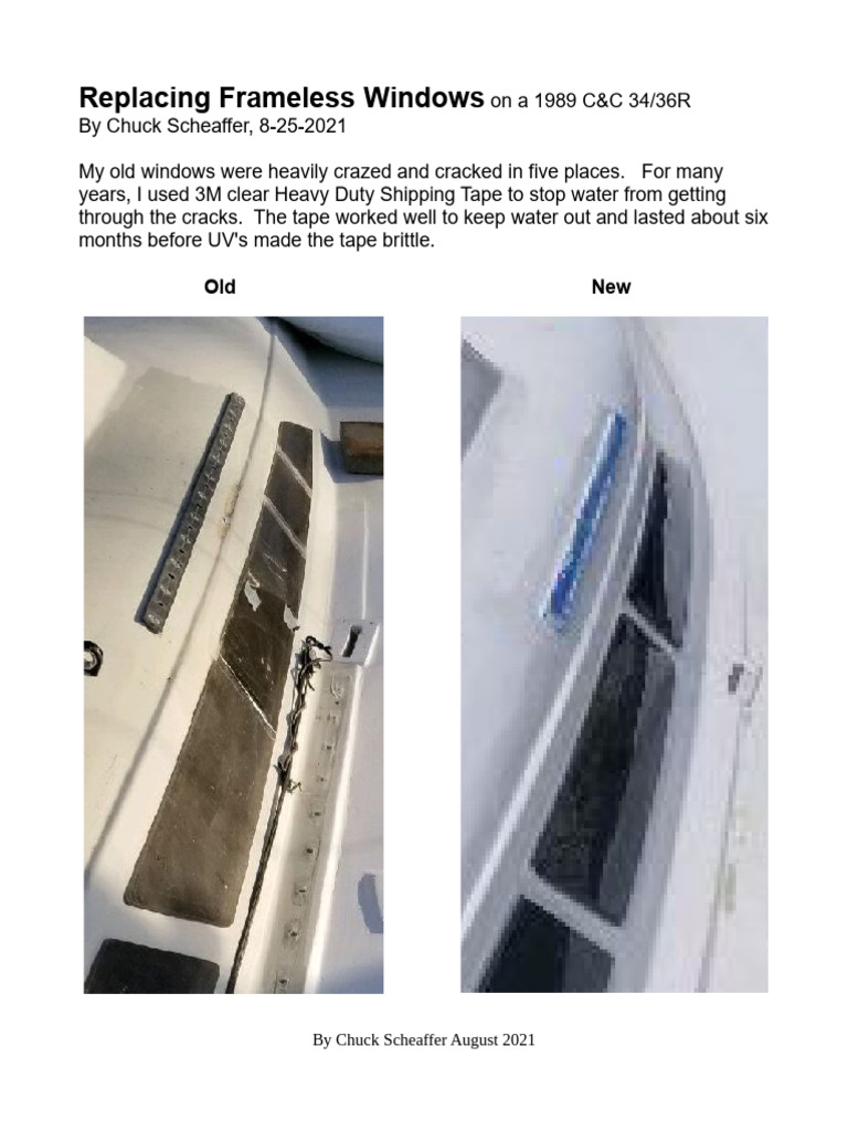 1989 C&C 34/36R Window Replacement Guide | PDF | Paint | Knife