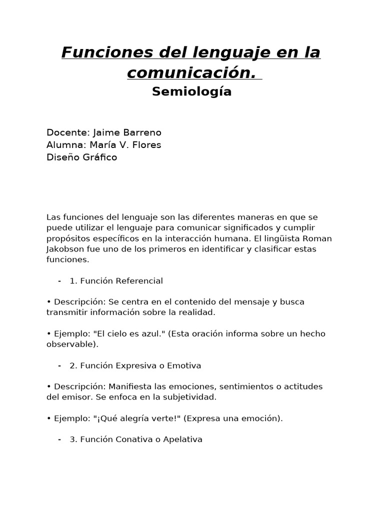Funciones del lenguaje en comunicación | PDF | Comunicación ...