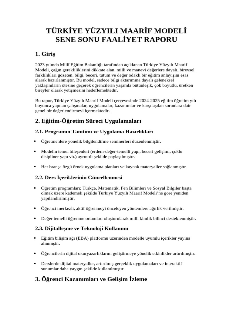 Maarif Model Raporu | PDF