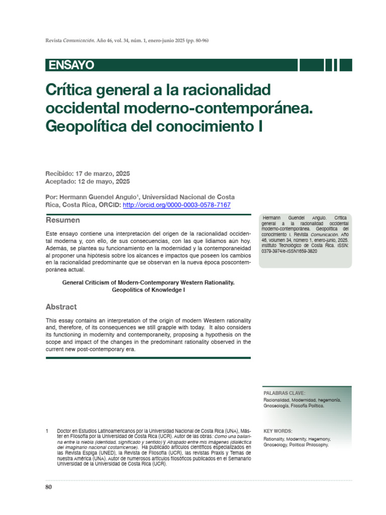 Crítica a la Racionalidad Occidental | PDF | Verdad | Pensamiento