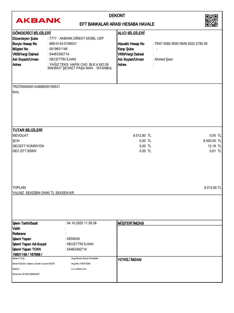 Akbank Dekont | PDF