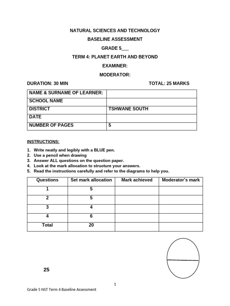 Grade 5 NST Term 4 Assessment Guide | PDF | Earth | Physical Sciences