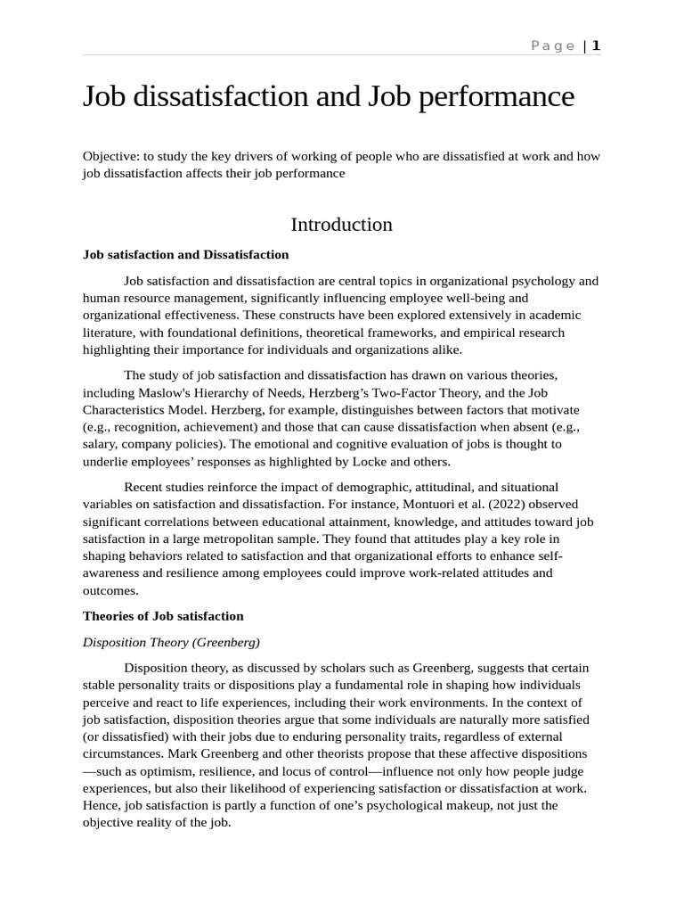 Job Dissatisfaction's Impact on Performance | PDF | Job Satisfaction ...