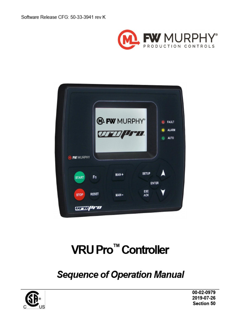 VRU Pro™ Controller Operation Manual | PDF | Booting | Instrumentation