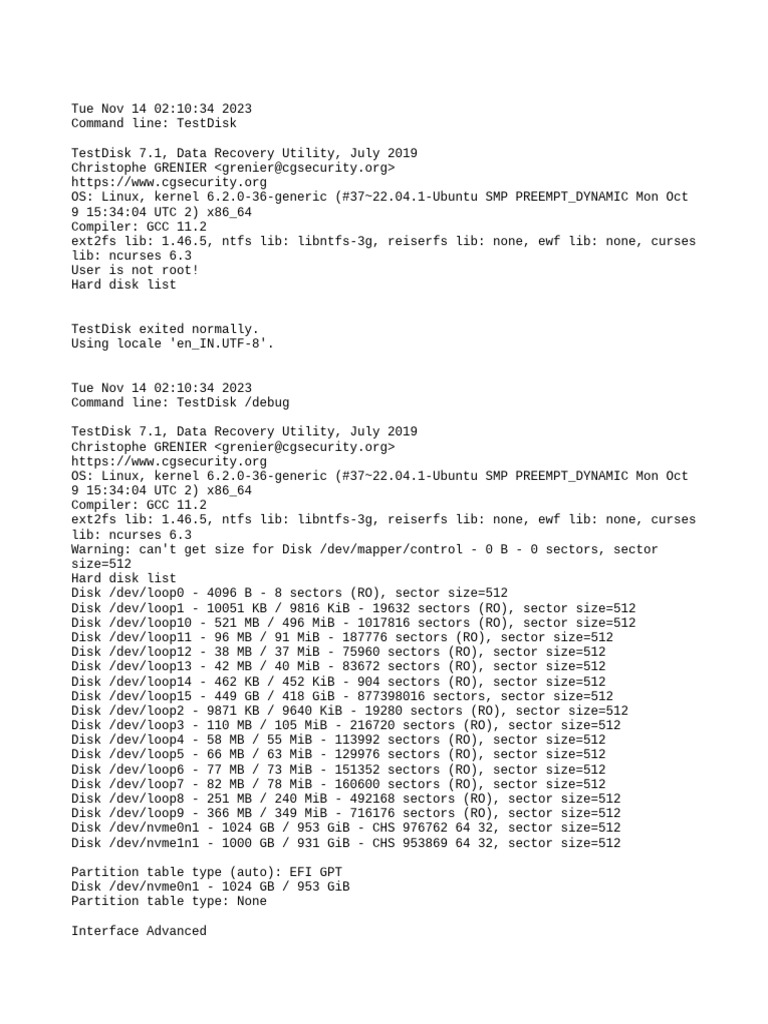 TestDisk 7.1 Debug Log Analysis | PDF | Floppy Disk | Operating System ...