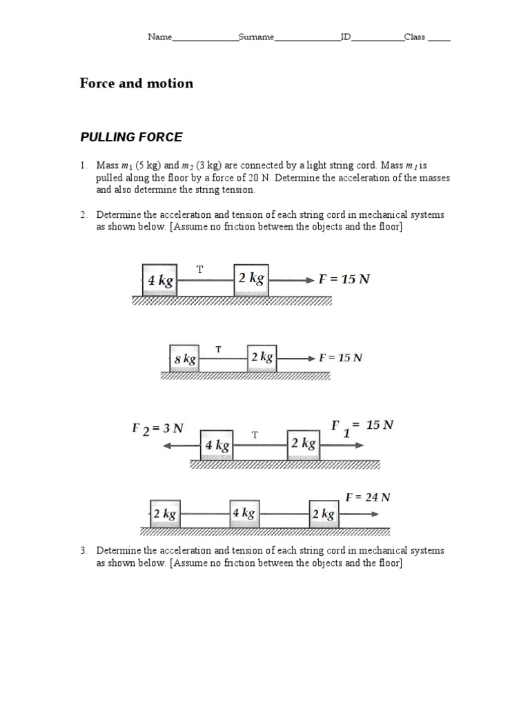 Force Push and Pull Tension (Physics) Friction