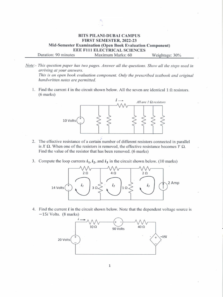 Mid Sem Question Paper | PDF