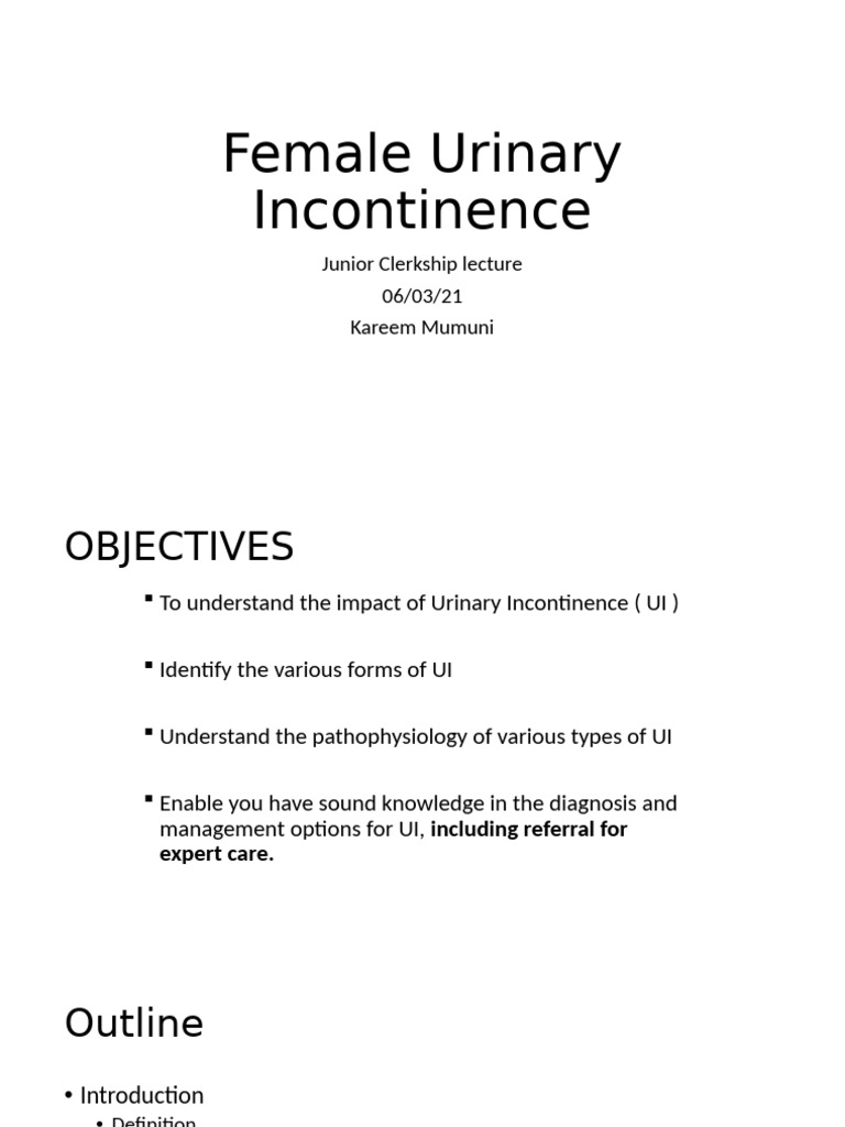 Understanding Female Urinary Incontinence | PDF | Urinary Incontinence ...