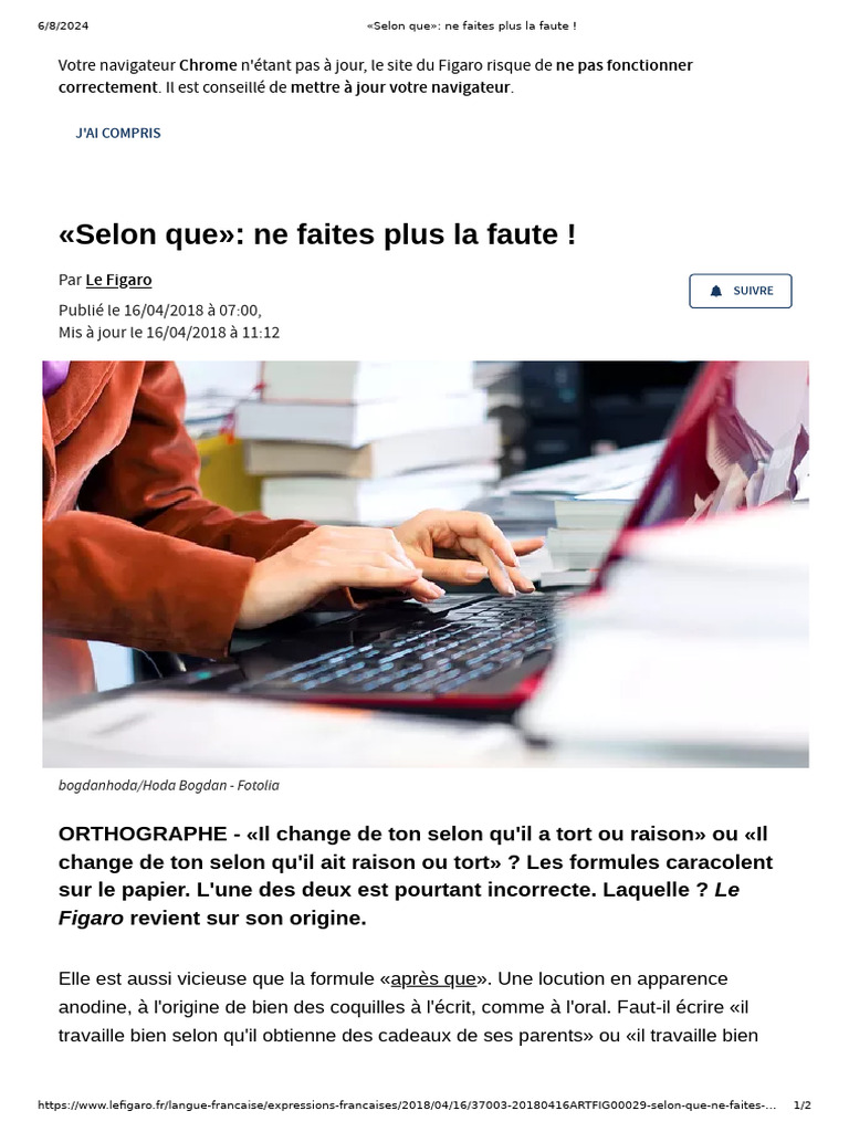 Orthographe : éviter « selon que » | PDF | Langues | Études des langues ...