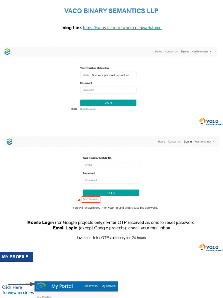 VACO Binary Semantics Employee Portal Guide | PDF | Software | Computing