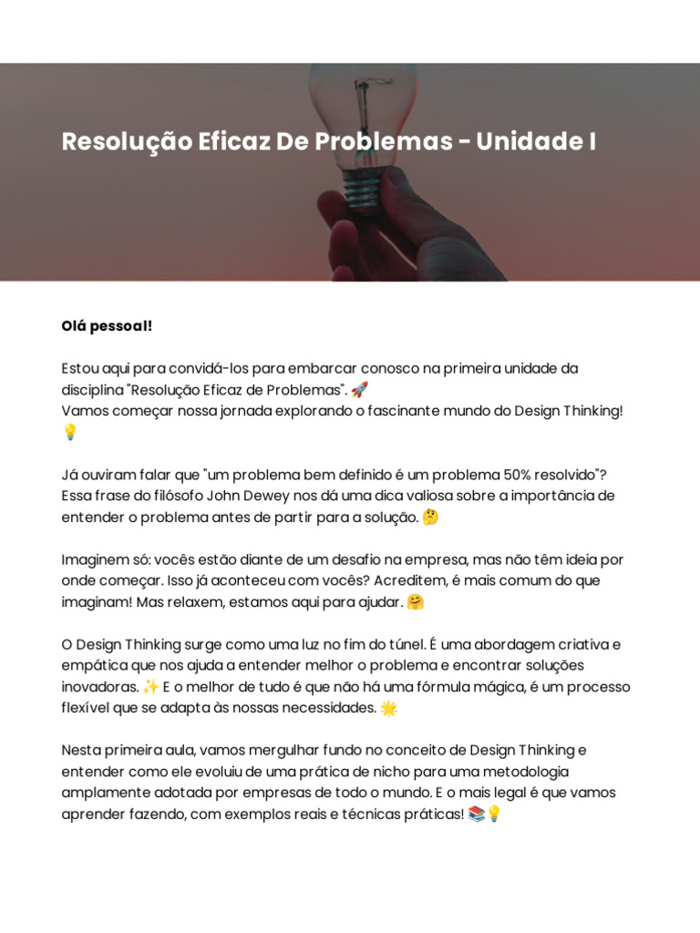 Introdução ao Design Thinking e Resolução de Problemas | PDF | Design ...