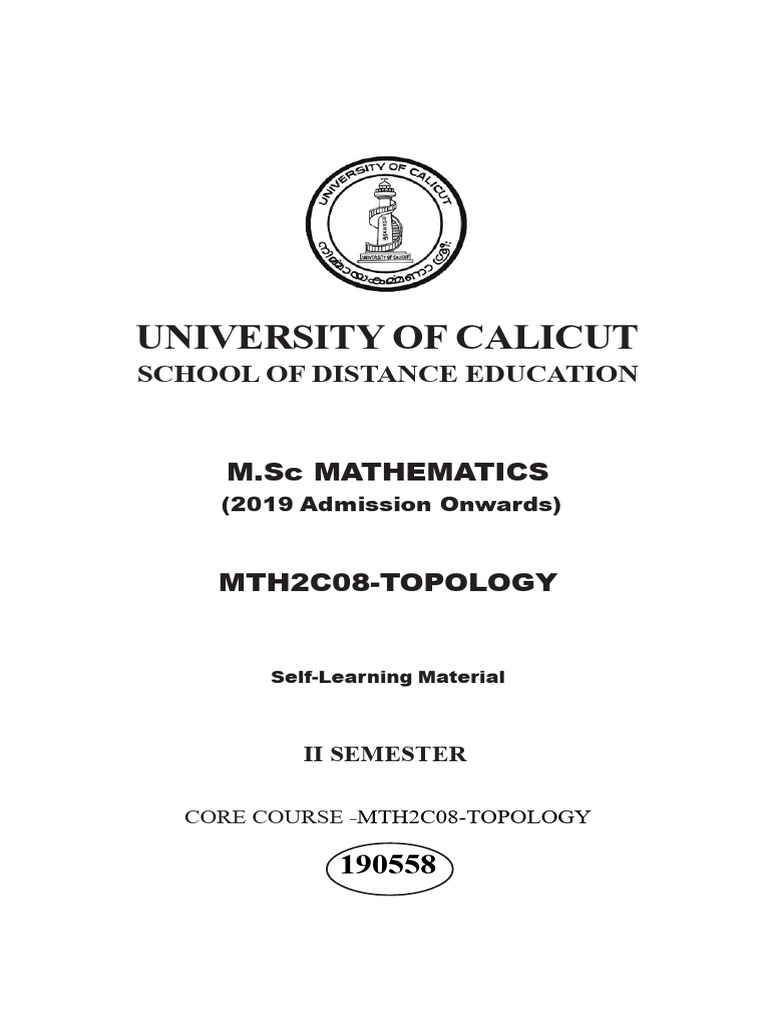 M.Sc Mathematics Topology Course Material | PDF | Interval (Mathematics ...