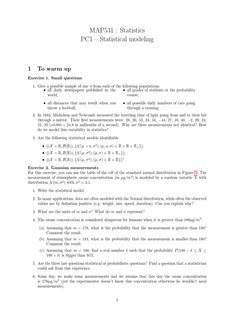 Statistical Modeling and Exercises Guide | PDF | Mean Squared Error ...