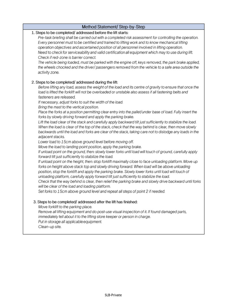 Forklift Lifting Procedure Guide | PDF