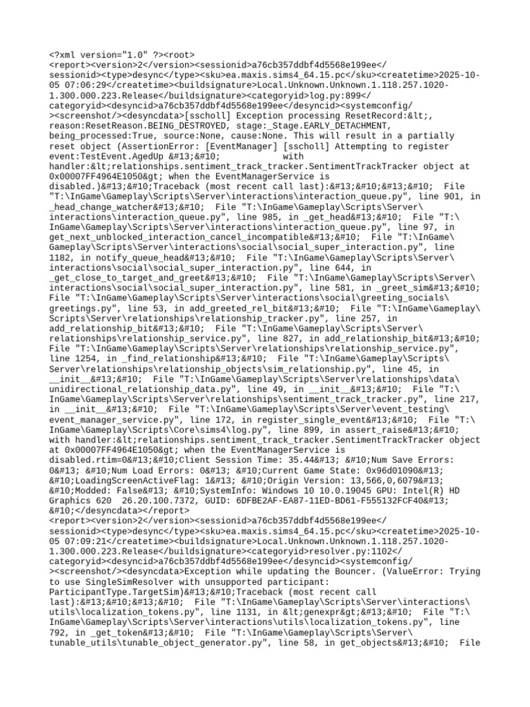 Sims 4 Desync Error Reports Summary | PDF | Graphics Processing Unit ...