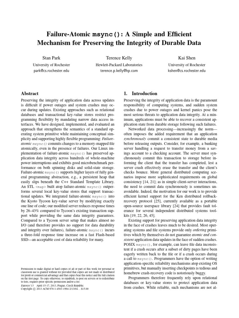 Faliure-Atomic Msync - A Simple and Efficient Mechanism For Preserving ...