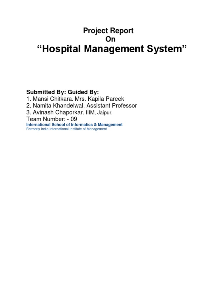 Hospital Management System Project Report | PDF | Feasibility Study ...
