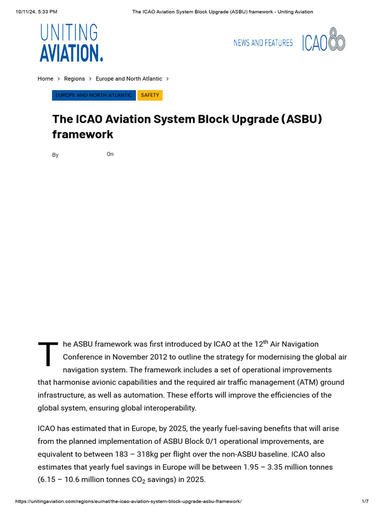 The ICAO Aviation System Block Upgrade (ASBU) Framework - Uniting ...