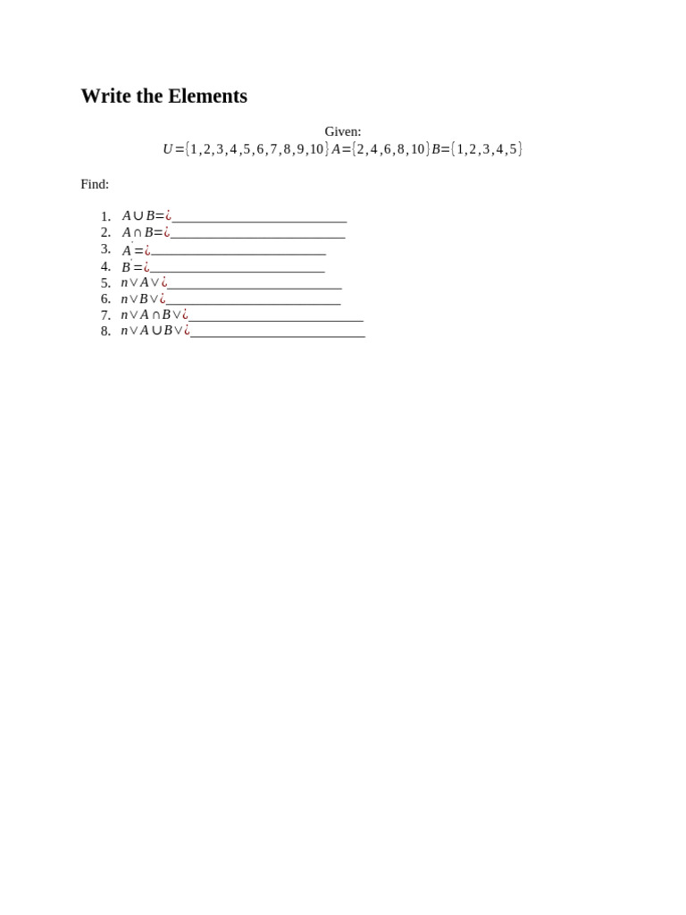 Set Operations and Calculations Guide | PDF