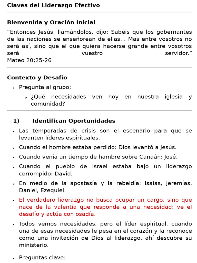 Claves para un Liderazgo Espiritual Efectivo | PDF | Contenido bíblico